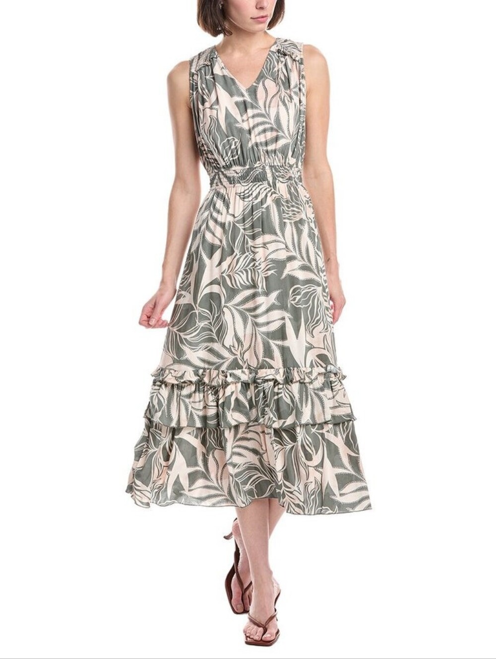 Nanette Nanette Lepore Women's Praire Sage Print Dress In Green Sz M